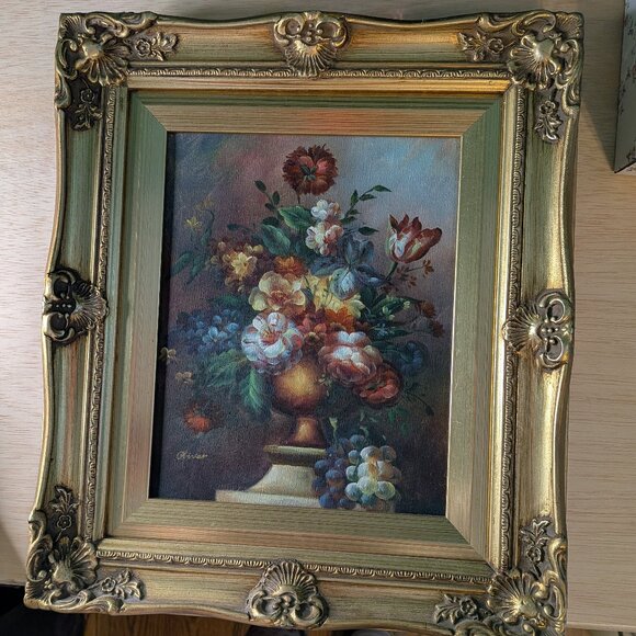 Signed StIll Life Oil Painting with Original Gold Frame and Backing - Picture 1 of 15